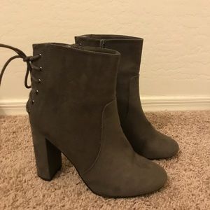 Grey bootie heels